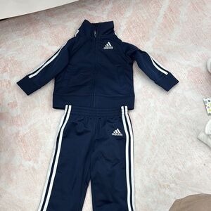 Adidas Dark Blue Tracksuit with White Accents